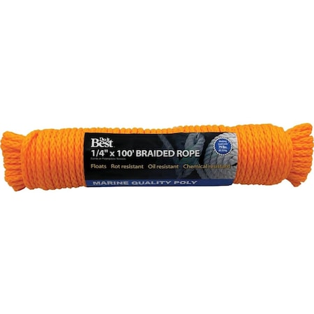 All-Source 1/4 In. x 100 Ft. Yellow Braided Polypropylene Packaged Rope 729590